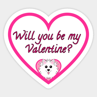 Will you be my Valentine? Pink Heart Sticker